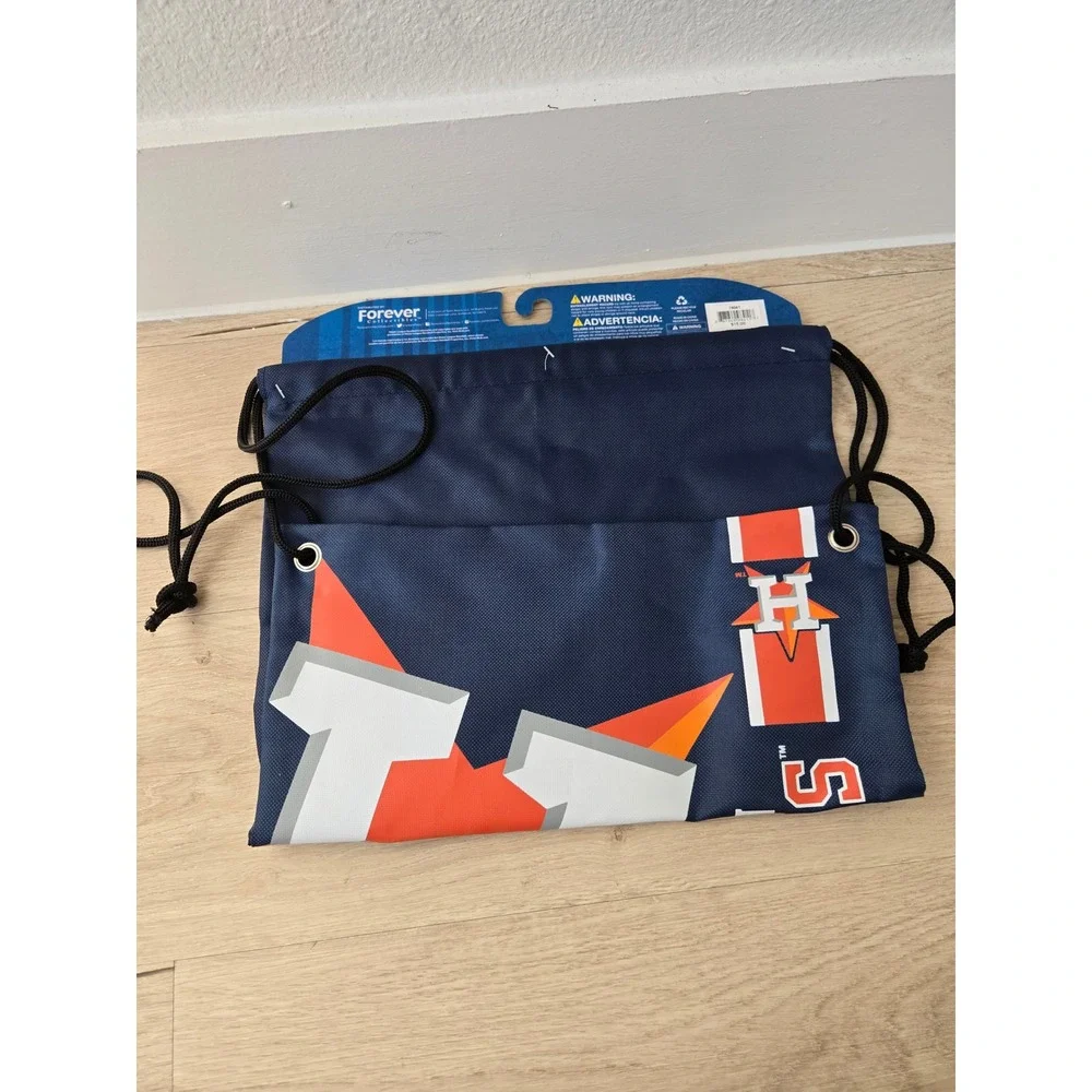 Houston Astros MLB Drawstring Backpack Navy Blue Orange Cinch Bag Collectible
